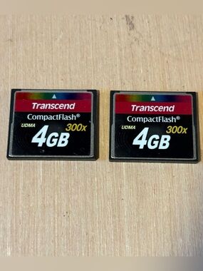 2-Transcend 4GB Compact Flash Memory Card UDMA 300x Preowned “UNTESTED”Read Blw!